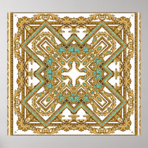 Elegant golden baroque, ornamental design. poster