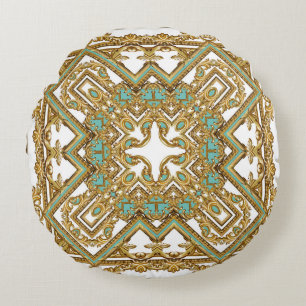 Elegant golden baroque, ornamental design. round cushion