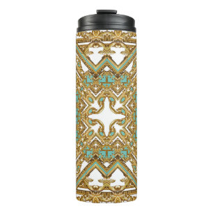 Elegant golden baroque, ornamental design. thermal tumbler