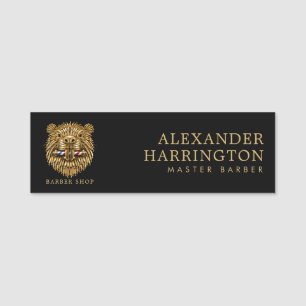 Elegant Golden Beaver Barber Shop Logo Staff Name Tag