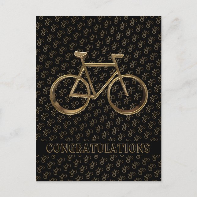 Elegant Golden Bike Bicycle Cycling Cyclist Postcard (Front)