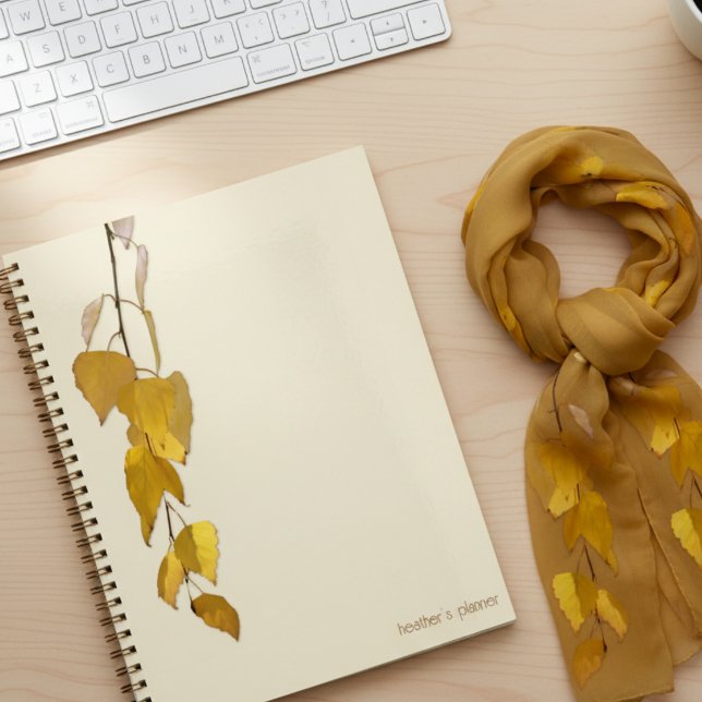Elegant Golden Birch Leaf Personalized Christmas   Planner (Creator Uploaded)