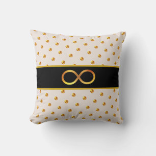 Elegant Golden Black and Beige Cushion