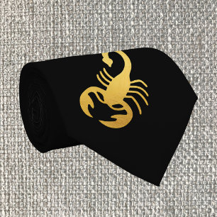 Elegant Golden - Black Scorpio Zodiac Tie