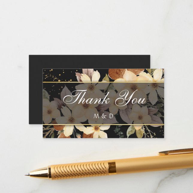 Elegant Golden Bloom Enclosure Card (Front/Back In Situ)