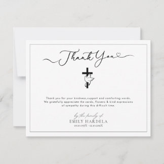 Elegant Golden Blue Flower Funeral Thank You Card