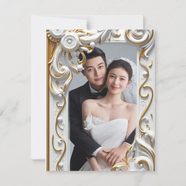 "Elegant Golden Botanical Wedding Invitation - Foi (Back)