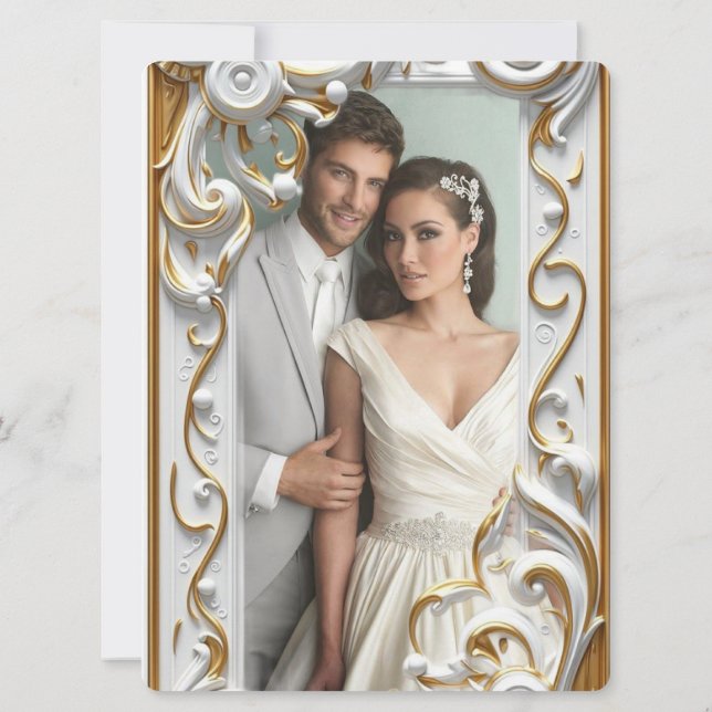 "Elegant Golden Botanical Wedding Invitation - Foi (Back)