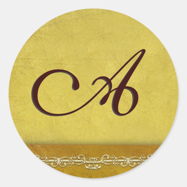 Elegant golden brown monogram envelope seals (Front)