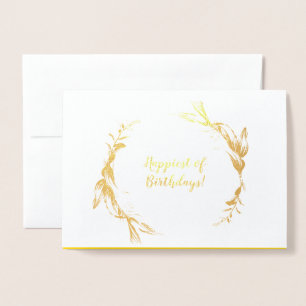 Elegant Golden Brush Script Birthday Wishes Card
