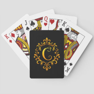 Elegant Golden C Letter Monogram Playing Cards