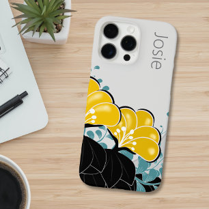 Elegant Golden Camellias Add Name iPhone 16 Pro Max Case