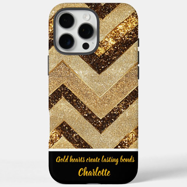 Elegant golden chevron pattern Case-Mate iPhone case (Back)