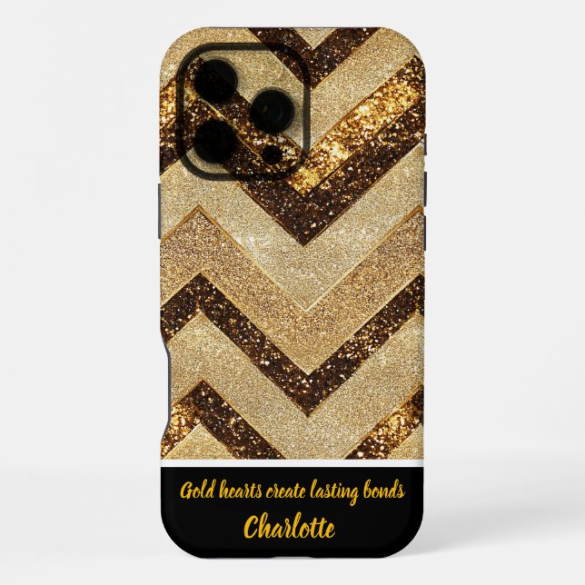 Elegant golden chevron pattern iPhone case (Back)