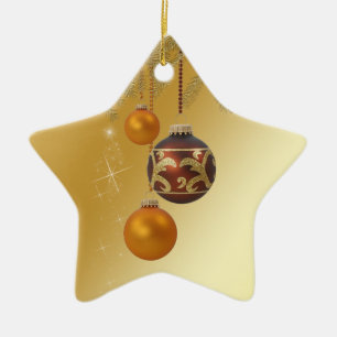 Elegant Golden Christmas Ceramic Tree Decoration