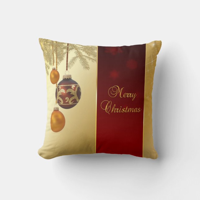 Elegant Golden Christmas Cushion (Front)