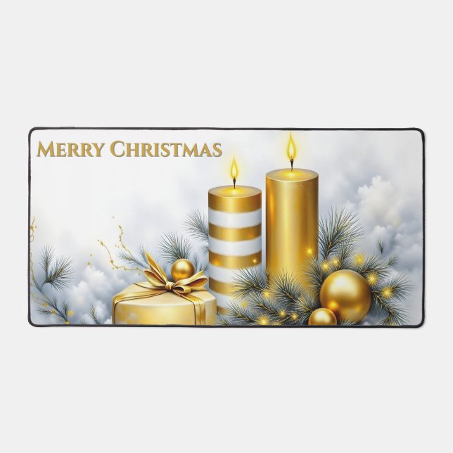 Elegant Golden Christmas Decoration Desk Mat (Front)