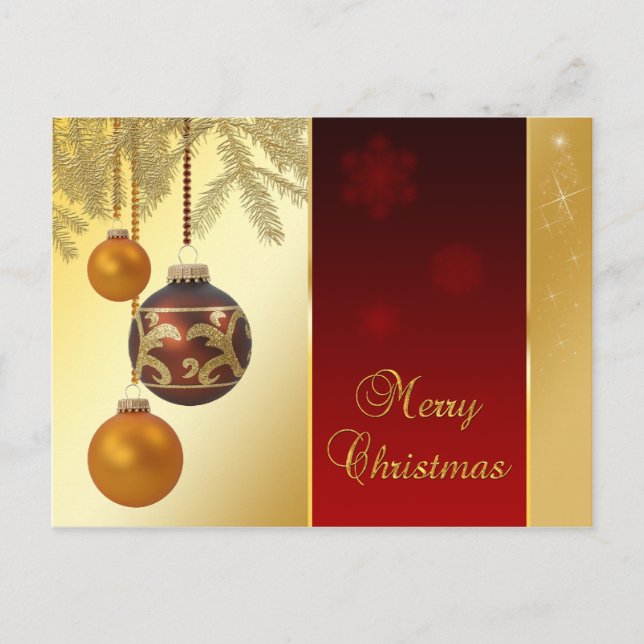 Elegant Golden Christmas Holiday Postcard (Front)