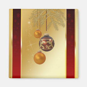 Elegant Golden Christmas Magnet