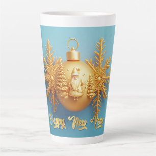 Elegant Golden Christmas Ornaments with Snowflakes Latte Mug