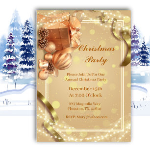 Elegant Golden Christmas Party Invitation