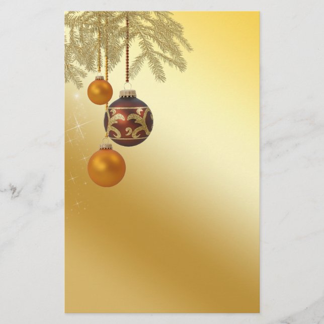 Elegant Golden Christmas Stationery (Front)