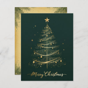 Elegant Golden Christmas Tree Greeting Card
