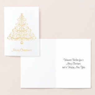 Elegant Golden Christmas Tree Greeting Card