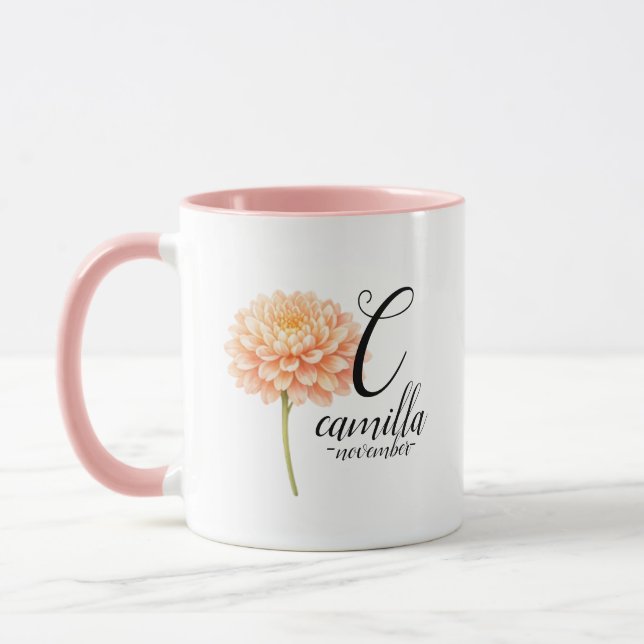 Elegant Golden Chrysanthemum with Blooming Petals Mug (Left)