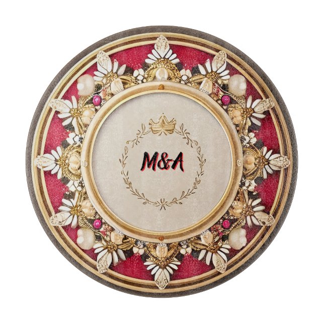 Elegant Golden Circular Frame Cutting Board (Front)