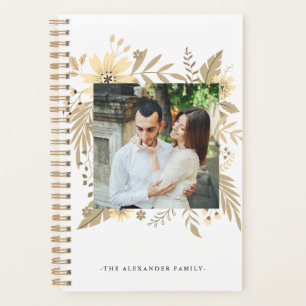 Elegant Golden Colour Floral Two Photo Planner