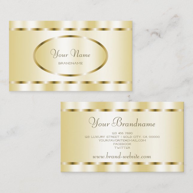 Elegant Golden Colours Oval Frame Stylish and Nobl Business Card (Front/Back)