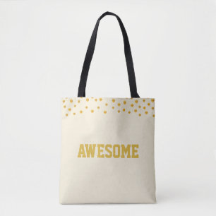 Elegant Golden Confetti on Beige Tote Bag