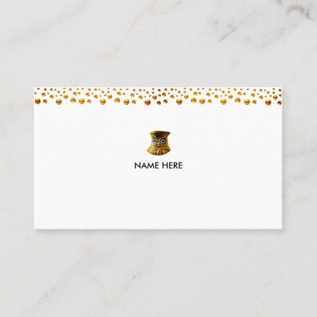 Elegant Golden Confetti on White Business Card (Front)