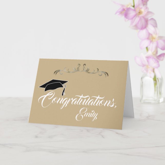 Elegant Golden Congratulations Graduate Graduation Card (Orchid)