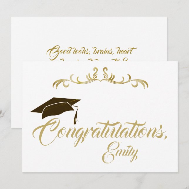 Elegant Golden Congratulations Graduate Graduation Card (Front/Back)