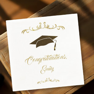 Elegant Golden Congratulations Graduate Graduation Napkin