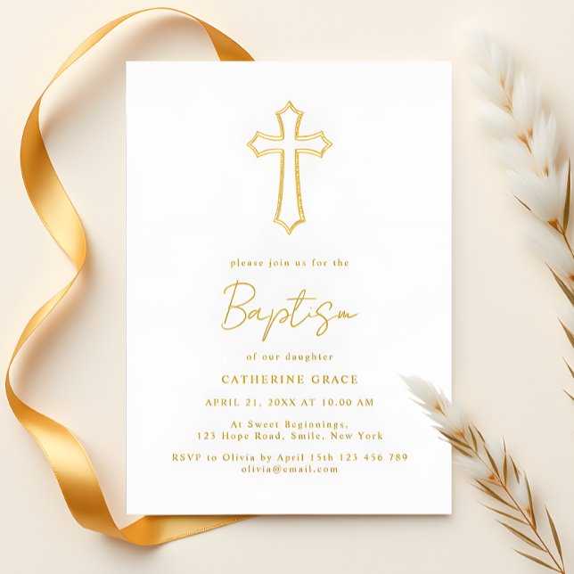 Elegant Golden Cross Typography Baptism (Creator Uploaded)