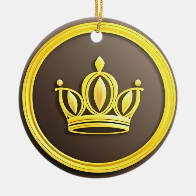 Elegant Golden Crown Ceramic Tree Decoration (Front)
