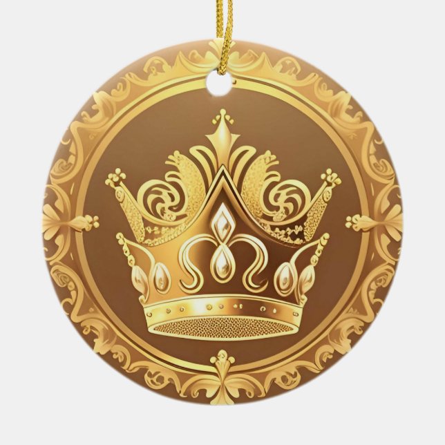 Elegant Golden Crown Ceramic Tree Decoration (Front)
