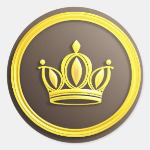 Elegant Golden Crown Classic Round Sticker