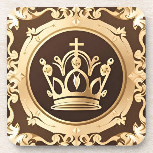 Elegant Golden Crown Coaster