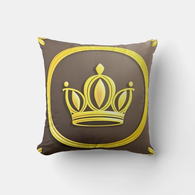 Elegant Golden Crown Cushion (Front)