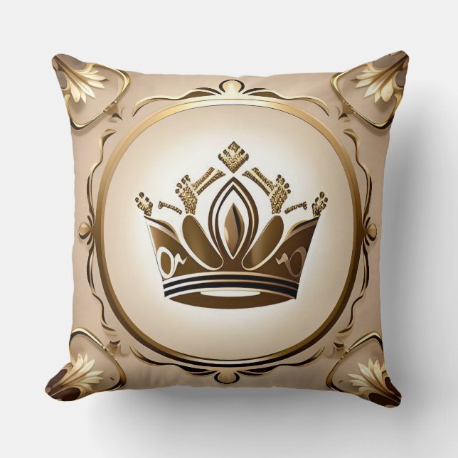 Elegant Golden Crown Cushion (Front)