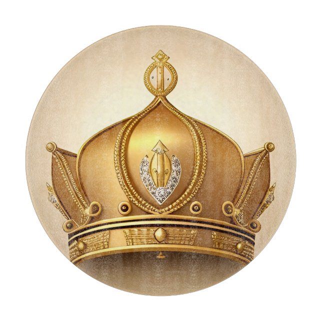 Elegant Golden Crown Cutting Board (Front)