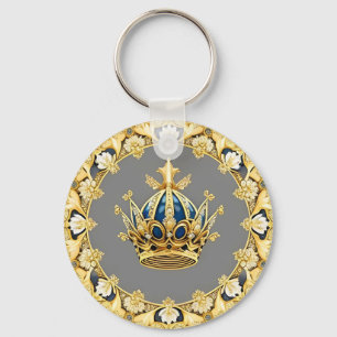 Elegant Golden Crown Key Ring