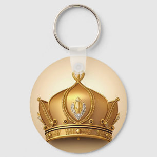 Elegant Golden Crown Key Ring