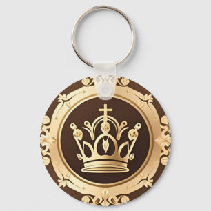 Elegant Golden Crown Key Ring