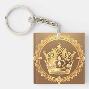 Elegant Golden Crown Key Ring