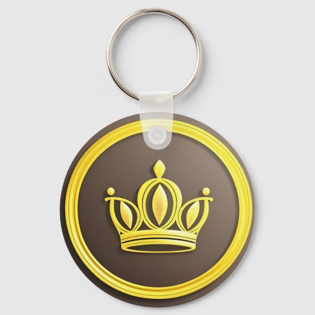 Elegant Golden Crown Key Ring (Front)